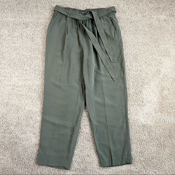 New Chelsea28 Olive Green Sarma High Rise Straight Leg Ankle Pants  Women's L - Picture 1 of 5